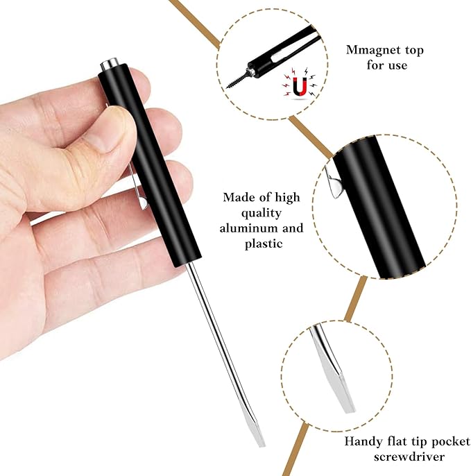 24 Pcs Pocket Screwdriver Mini Tops and Pocket Screwdriver with Magnet for Mechanical Electrician Technician Repair Tool (Black)