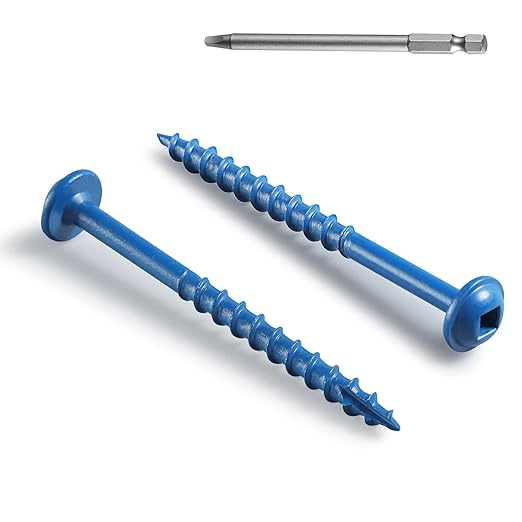 Pocket Hole Screws 2 Inch, 300Pcs, Anti-Rust Blue Coated Pocket Screws #8 x 2, Exterior Wood Screws, Coarse Thread, Washer Head Square Drive, Self-Tapping Tip, with Drive Bit