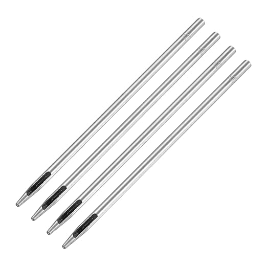 1MM Leather Hole Punch Tool [4PCS] - Metal Round Belt Hole Puncher Use for Leather Working & Belts & Watch Band & Paper & Plastic - [Silver Tone] Round Hollow Tools
