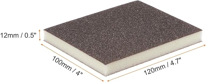 HARFINGTON 16pcs Medium Grit Sanding Sponge Blocks 120-180 Grit Foam Sanding Block Pad for Polishing Kitchen Metal Wood Drywall, 120x100x12mm, Brown