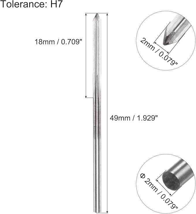 uxcell Chucking Reamers, 2mm H7 Metric Machine Reamer Drill Bit for Metal Wood Hole Reaming, Straight Flute High Speed Steel Tool