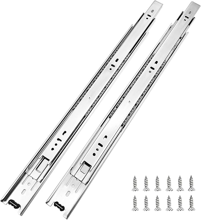 6 Pairs of 16 Inch Hardware 3-Section Full Extension Ball Bearing Side Mount Drawer Slides,100 LB Capacity Drawer Slide
