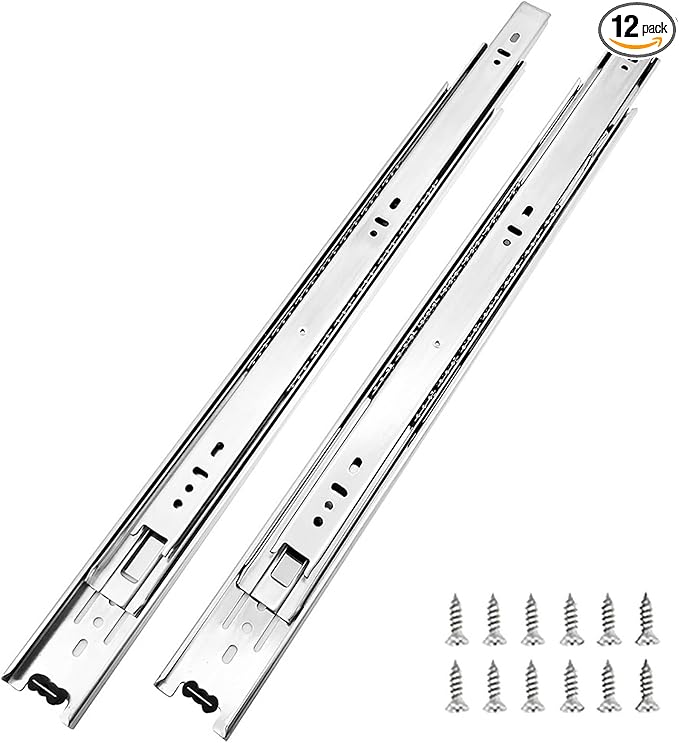Tobinice 6 Pairs of 22 Inch Hardware 3-Section Full Extension Ball Bearing Side Mount Drawer Slides,100 LB Capacity Drawer Slide