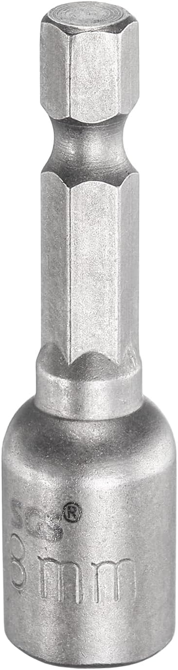 HARFINGTON Nut Driver Drill Bit 8mm Metric Socket 1/4" Hex Shank 1.89" (48mm) Long Magnetic 6-Point Sockets Quick Change CR-V Steel Bolt Setters for Power Drill Drivers