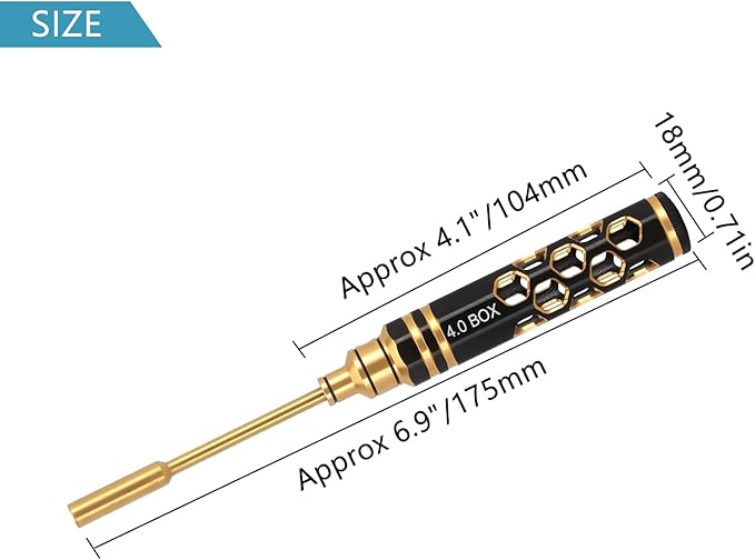INJORA 4 PCs RC Hex Nut Screw Driver Set, 4.0 mm 5.5 mm 7.0 mm 8.0 mm Hexagon Head Nut Screwdriver Wrenches, Socket Driver, RC Car Repair Tool Kit for RC Model Car Boat Helicopter