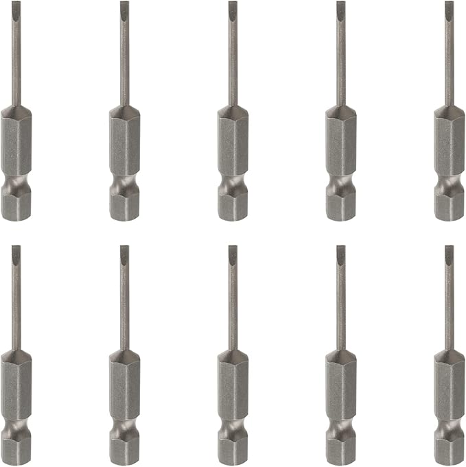 10 Pcs 2.5 Magnetic Slotted Screwdriver Bits S2 Steel Flat Head Screwdriver Bits with 1/4 Inch Hex Shank, 2 Inch Length