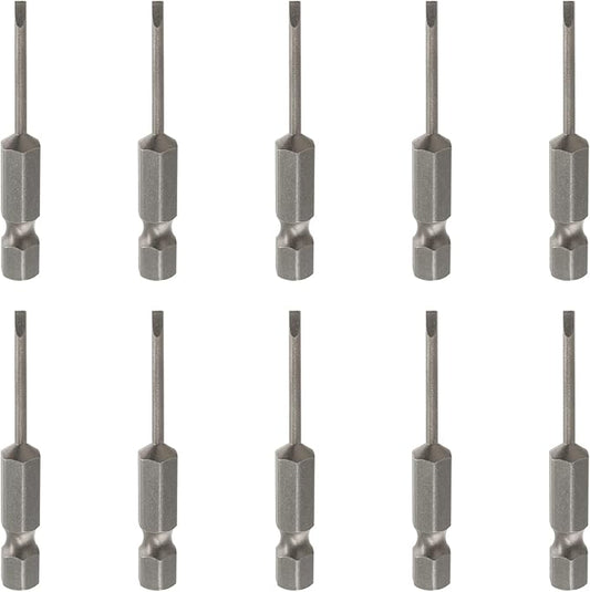 10 Pcs 2.5 Magnetic Slotted Screwdriver Bits S2 Steel Flat Head Screwdriver Bits with 1/4 Inch Hex Shank, 2 Inch Length