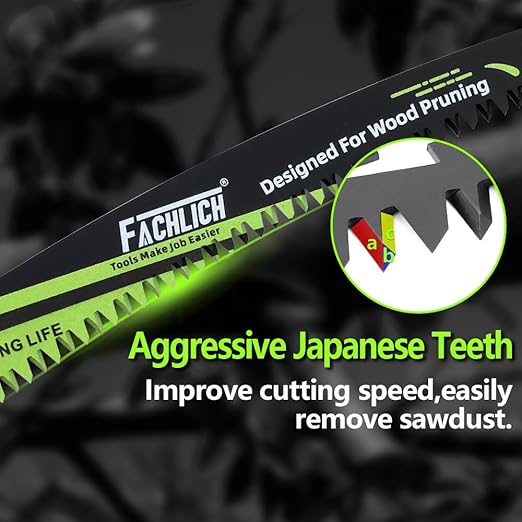 15" Japanese Teeth Reciprocating Saw Blades Wood Pruning - FACHLICH 10pcs Curved Edge 6TPI for Tree Trimming, Wood/PVC Pipe Cutting, Cr-V Sabre Blades Better Wear Resistance