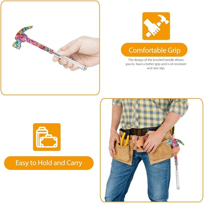 6-in-1 Multifunctional Metal Flower Hammer & Screwdriver Tool Set, Slotted/Flat Head Phillips Screwdriver Nail Puller with Non Slip Handle, Best Gift for Sweetheart (pink)