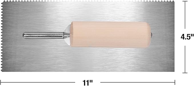 Capitol 115111 Professional Flooring Adhesive Trowel-1/8??x 1/8" x 1/16" Flat-Top V-Notch, Silver/Light Wood