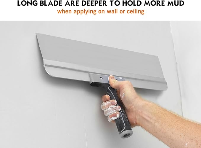 ROLLINGDOG 14 Inch Taping Knife - Drywall Taping Knife,Threaded End Can be Attached to Extension Pole,Stainless Steel Blade,Ideal for Skimming and Smoothing Walls and Ceilings