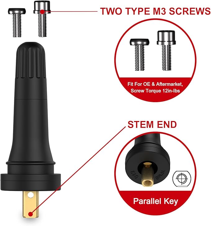 SUNSOUL TPMS 20008 Replacement Tire Pressure Sensor Rubber Valve Stems for 0.453 inch 11.5mm Rim Holes on Standard Vehicle Tires, Pack of 5 Sets TPMS Valve Stems