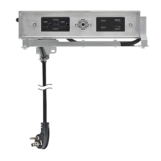 Docking Drawer Blade Duo in-Drawer Outlet, Integrated Safety Shutoff, (4) 30W USB-C, (2) USB-A & (2) 15 amp AC, Stainless Steel