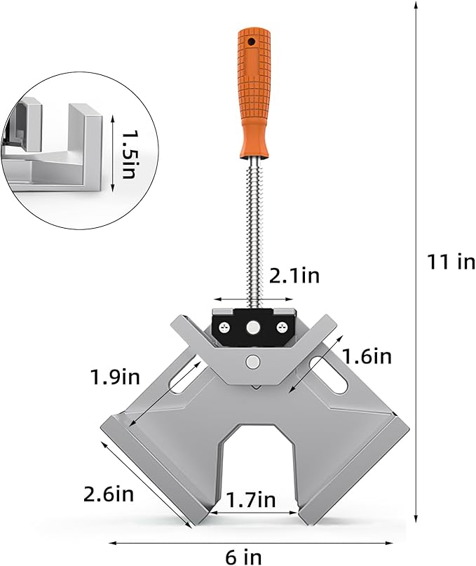 huachuanghc Corner Clamp, 2pcs 90 Degree Right Angle Clamp with Adjustable Aluminum Alloy Swing Jaw, Single Handle Clamps for Woodworking Tools Photo Framing, Present for Men Dad 11.1 Inch