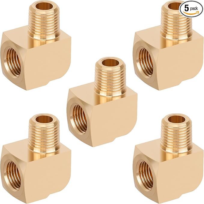 5pcs 1/8??Brass Fittings 90 Degree Barstock Street Elbow 1/8" NPT Male Pipe to 1/8" NPT Female Pipe Elbow Forged Brass Pipe Fittings