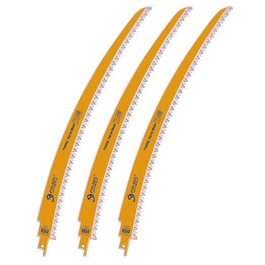 15 Inch 6TPI Japanese Teeth Reciprocating Saw Blade, Curved Edge Wood Pruning Saw Blades for Tree Trimming, Wood Cutting (3-Pack)