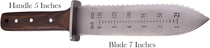 Namibagata Japanese Steel Hori Hori Garden Knife, Insulation Knife Hori Hori Garden Knives use as Digging, Weeding knives, Planting Knifes & Sod Cutter | 12" Stainless Steel with Cutting Edge, Full-Tang walnut Wood Handle with Sheath