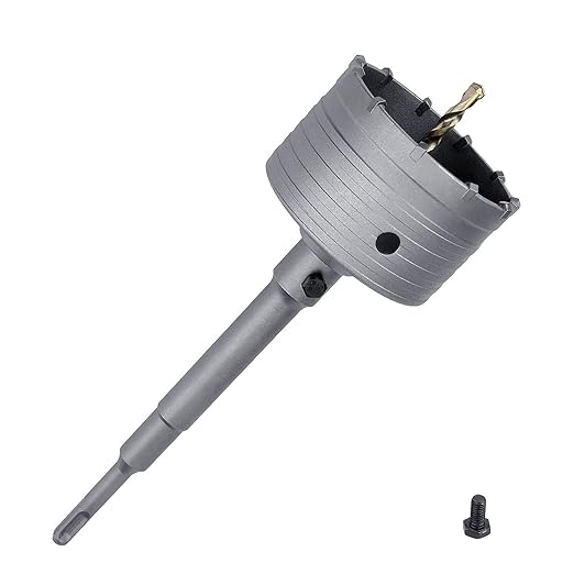 80mm (3-1/8 inch) Concrete Hole Saw with 220mm SDS Plus Shank Connecting Rod, Tungsten Carbide Teeth (7.7mm x 4mm) Cement Hole Saw for Concrete Cement Brick Wall Stone(80mm (3-1/8 inch)