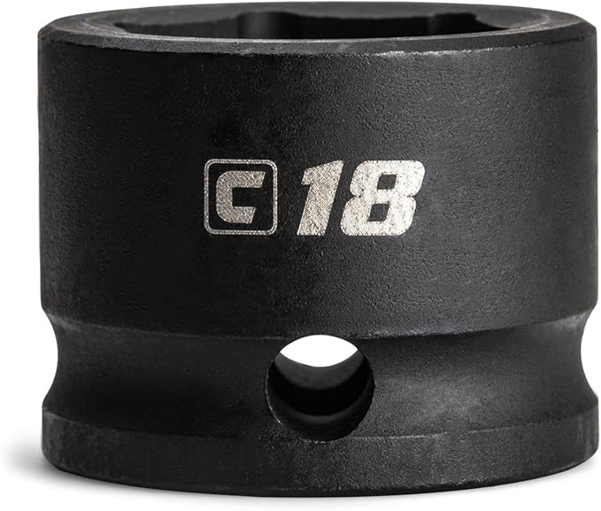 Capri Tools 18 mm Stubby Impact Socket, 3/8 in. Drive, 6 Point, Metric