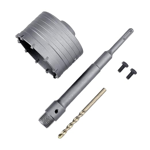 76mm / 3 inch Concrete Hole Saw with 220mm SDS Plus Shank Connecting Rod, Tungsten Carbide Teeth (7.7mm x 4mm) Cement Hole Saw for Concrete Cement Brick Wall Stone (76mm (3 inch)