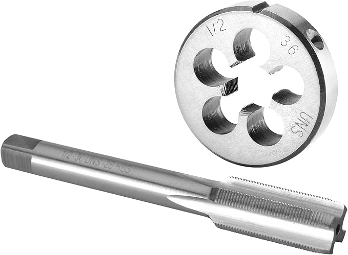 Burkit 1/2"-36 UNS Tap and Die Set Right Hand, 1/2 x 36 UNS Machine Thread Tap and Round Die