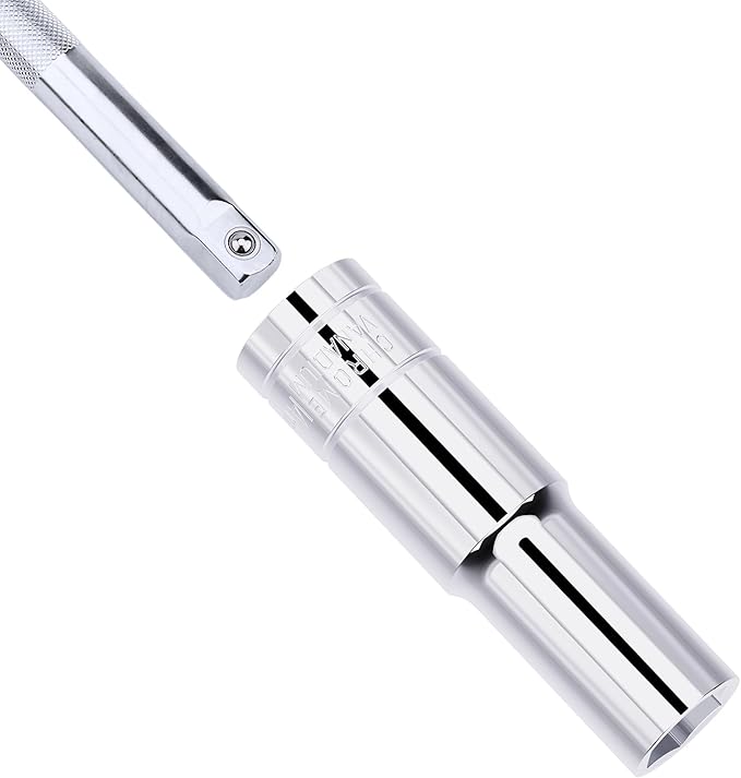 14mm(9/16") Deep Socket, 1/2 Inch Drive, 6-Point, Metric, Heat Treated CR-V Steel Sockets, Full Polishing, 3.1 Inch Length