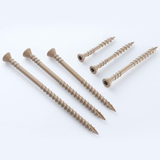 #8 Deck Screws 1-5/8 Inch Exterior Wood Screws Flat Head Torx Drive Rust Resistant Epoxy Coated Reverse Upper Thread Trim Screw (1lb, 148pcs), Tan