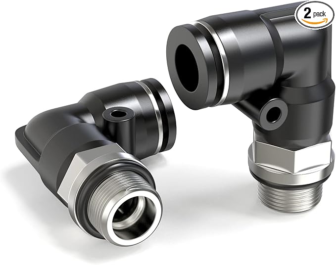 TAILONZ PNEUMATIC Male Elbow 8mm Tube OD x 1/4 Inch BSP 90 Push to Connect Fittings PL8-02 (Pack of 2)