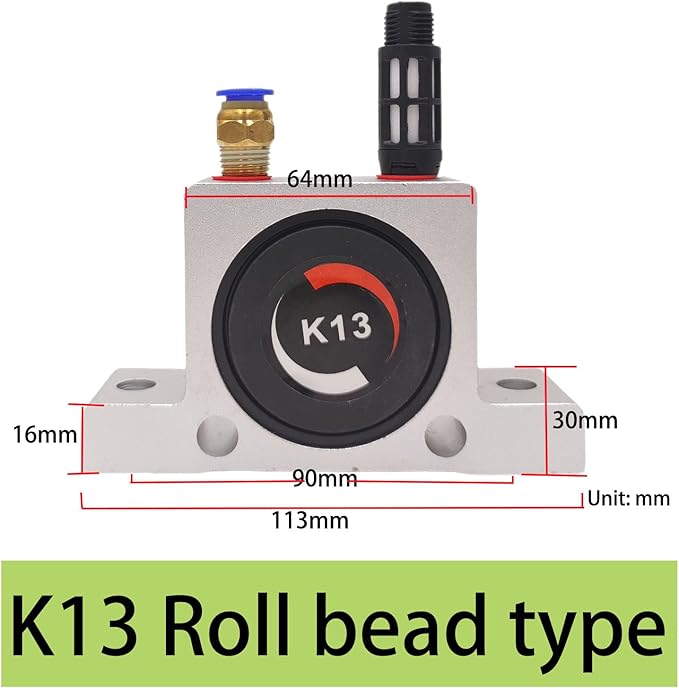 New K 1/4'' K13 Thread Pneumatic Vibrator Power Concrete Vibrator Ball Type Aluminum Alloy Air Turbine Oscillator with Silencer