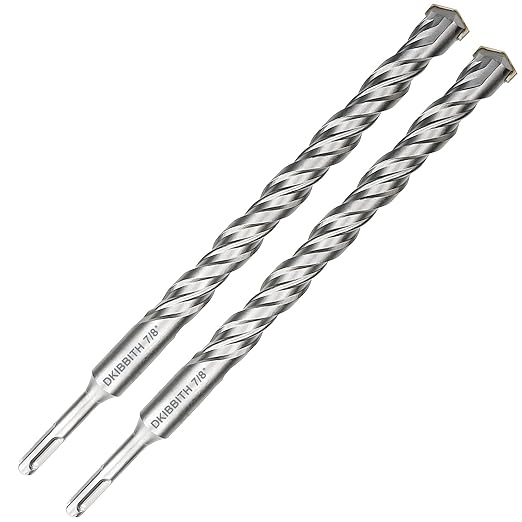 2-Pack SDS Plus Masonry Drill Bits 7/8 Inch x 12 Inch Long Rotary Hammer Drill Bits Carbide Tipped for Concrete Brick Cement Stone Block.