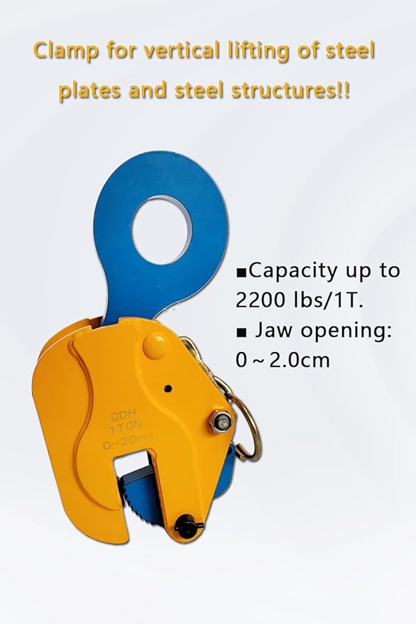 Vertical Plate Clamp lifting clamps 2200Lbs Load Capacity Lifting Clamp 1T Heavy Duty Plate Clamp for Lifting and Transporting lifting and transporting steel plates 【1ton】