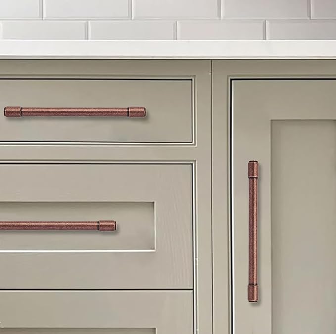 khtumeware 10 Pack 3 Inch(76mm) Vintage Antique Copper Cabinet Pulls Kitchen Cabinet Hardware for Cupboard Drawer Handles Dresser Pulls