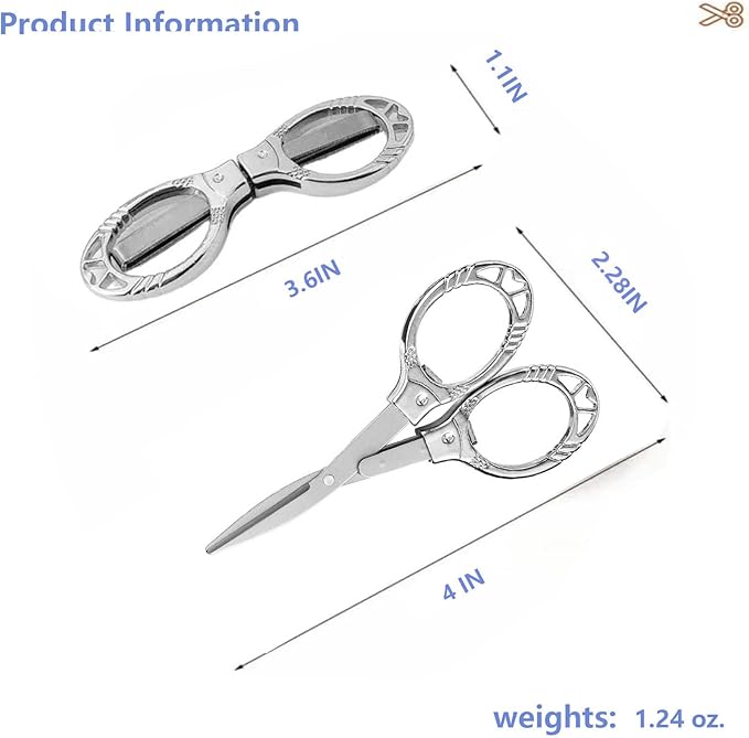 Mini Folding Scissors, Safe Portable Travel Mini Scissors, Stainless Steel Retractable Small Scissors for Home Office, 2 Piece Set (Silver-A)