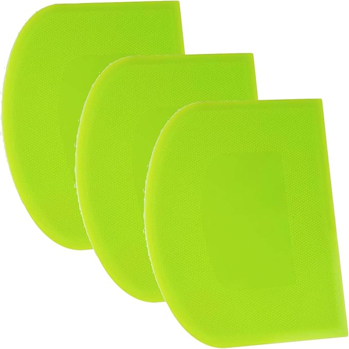 SURDOCA Dough Scraper Bench Scraper - 3P 9.5x6.1" Plastic Flexible Bowl Scraper, Sharp Edge & Angles Cake Scraper. Non-Slip Bakeware Decorating Tools Sculpting & Modeling Tools - Pure Green