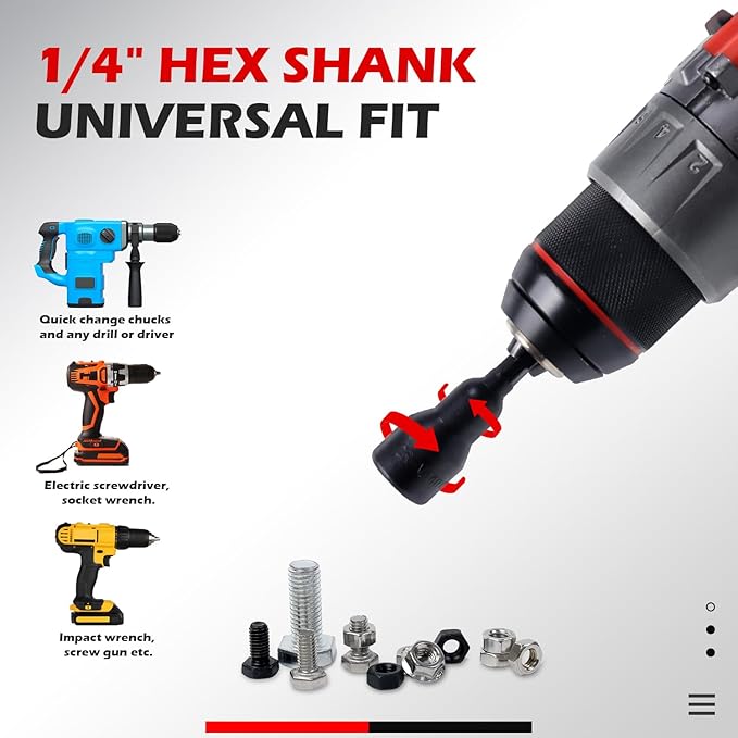 35PCS Magnetic Nut Driver Set, Nut Driver Set for Impact Drill, 1/4" Quick-Change Hex Shank | SAE & Metric | Cr-V Steel, Magnetic Screwdriver Bit W/Drill Bit Extension & Drill Bit Adapter