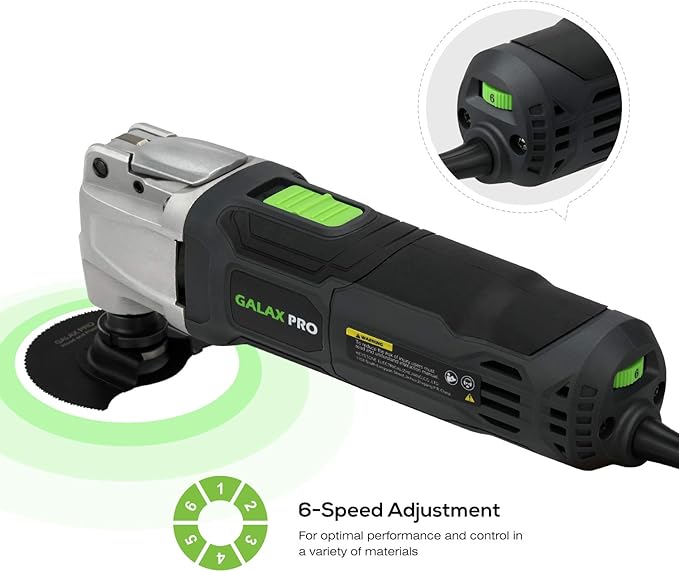GALAX PRO 2.4Amp 6 Variable Speed Oscillating Multi-Tool Kit with Quick-Lock accessory change, Oscillating Angle:3째, 28pcs Accessories and Carry Bag