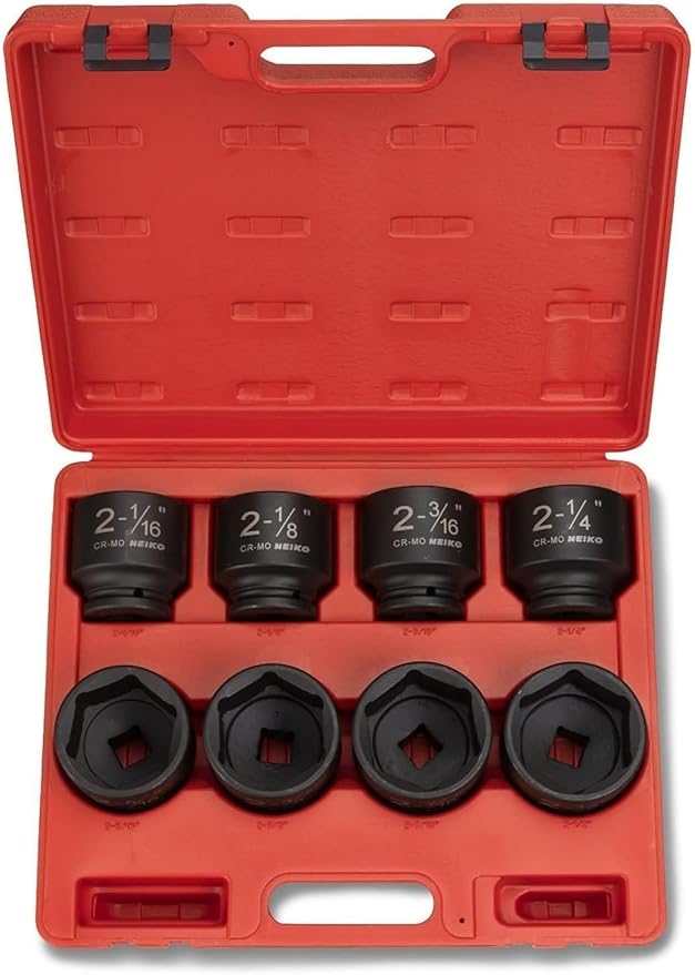 NEIKO 02392A 3/4" Impact Socket Set, 3/4??Drive, 8 PC Jumbo Sockets, SAE Standard Sizes 2-1/16 Inch to 2-1/2 Inch, Chrome-Moly Cr-Mo Steel