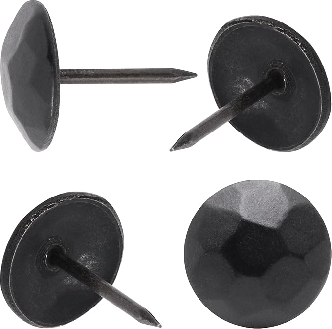 YuGtcen 100pcs Upholstery Tacks, Decorative Nails Thumb Tacks Metal Upholstery Nails for Wood Upholstery Pins Vintage Furniture Tacks (15x20mm, Matte Black)
