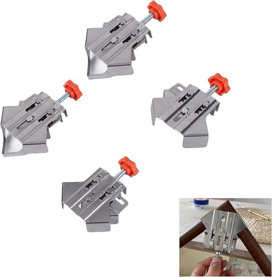 4Pcs Corner Clamps for Woodworking, 90째 Stainless Steel Clamp Woodworking, with Adjustable Swing Jaw, for Processing Wood/Metal