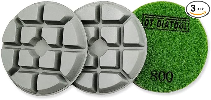 DT-DIATOOL Concrete Polishing Pads 3 inch/80mm for Concrete, Cement and Terrazzo Floors Processing, Repairing and Renovating, Dry or Wet Use Diamond Grinding Pads Grit 800 3pcs