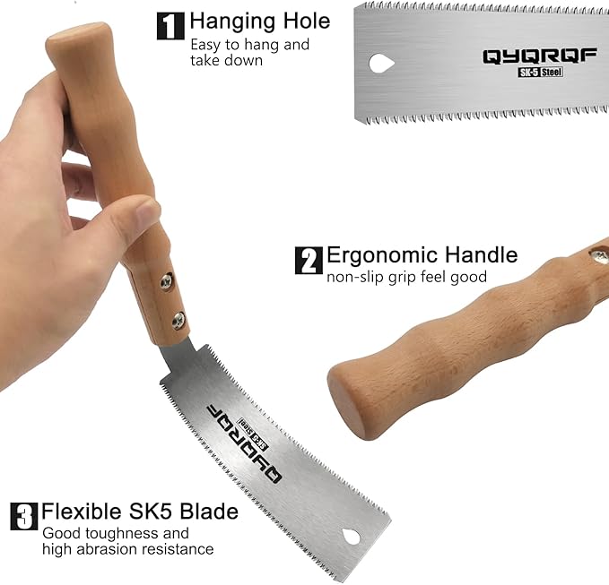 Mini Hand Saw, 6 Inch Japanese Pull Saw with Double Edges 15/17 TPI Flush Cut Saw for Woodworking DIY Projects (style B)