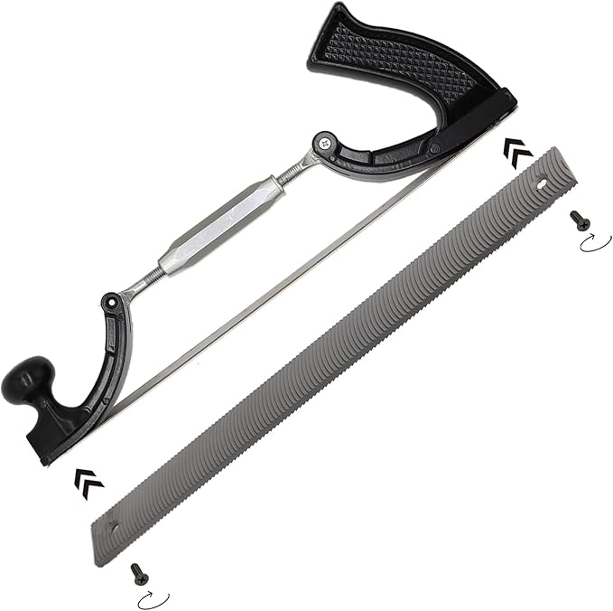 KUZURYU Adjustable Flexible Body File Holder - Black Adjustable for Convex & Concave Curves, 14" 9-TPI Dual-Side Blade for Smoothing, Shaping & Filing, Fits Multiple Adapters.