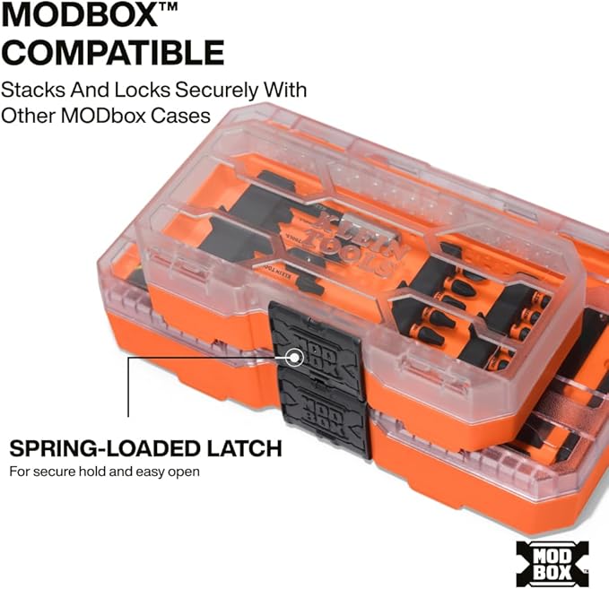 Klein Tools 33801B 21-Piece Impact Driver Bit Set, Impact-Rated Alloy Steel, Precision Machined, MODbox Compatible Storage Case, Professional Tool Kit