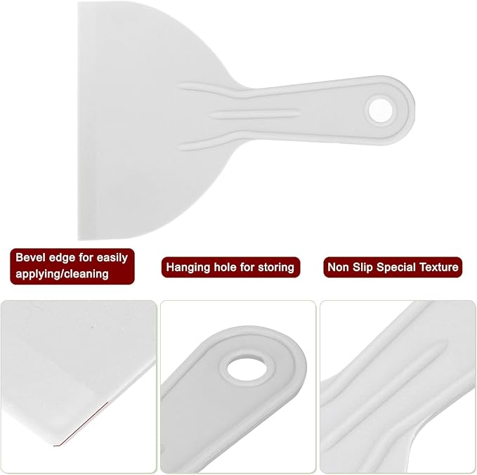 HARFINGTON 10pcs Putty Scraper 4.9" Width 1.7mm Thin Flexible Plastic Putty Knives for Taping Drywall Spreading Painting Wall Scratching Gray