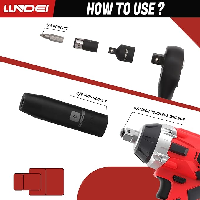 LLNDEI 3/8?쒭rive Impact Socket Set,Standard SAE(5/16 to 3/4-Inch) Metric Size(8-22mm), 95 Piece, CR-V Steel Deep&Shallow Kit, Adapters, Ratchet Handle, Screwdriver Bit Set, Spark Plug Socket, 6 Point
