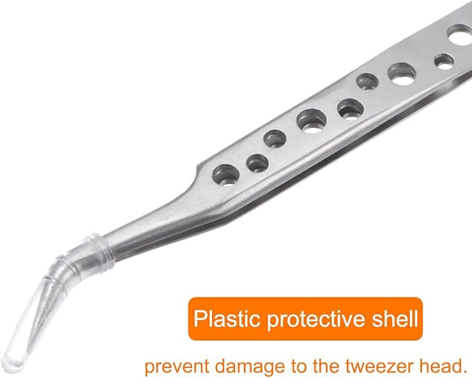HARFINGTON Precision Tweezers 122mm Elbow Pointed Hollow Anti-slip Stainless Steel Craft Professional Tweezer for Replace Precision Parts Technology Industrial Electronics