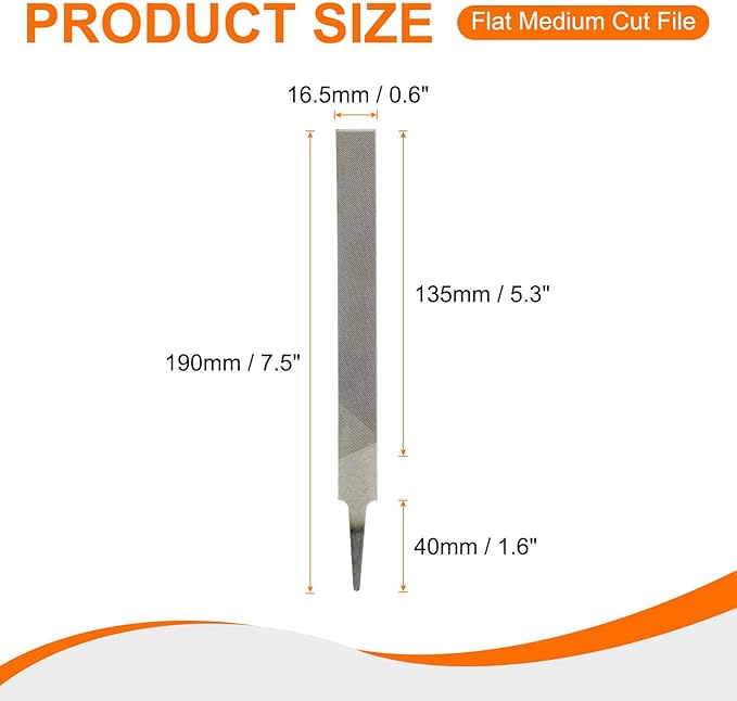 HARFINGTON 2pcs Flat Medium Cut File 6" Double Cut Teeth High Carbon Steel Hand Rasp File without Handle for Metal Wood Deburring Removing