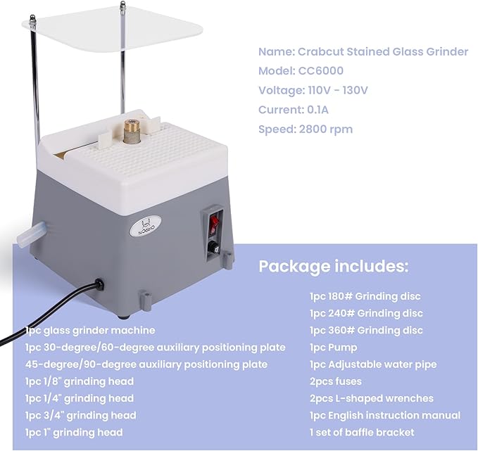 2-in-1 Stained Glass Grinder,Portable Precision Edge Angles (30째/45째/60째/90째) Shaping Drilling Grinder for Glass & Metal Arts,Tile,Marble,Ceramics,Jewelry Making,Mosaics Decoration