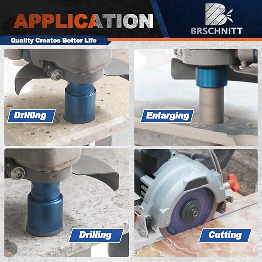 Diamond Core Drill Bit Set - BRSCHNITT Tile Hole Saw Kit 1" 1-3/8"2" 3" 4"& 4/5" Finger Bit & for Porcelain Tile Ceramic Marble Granite &Diamond Blade