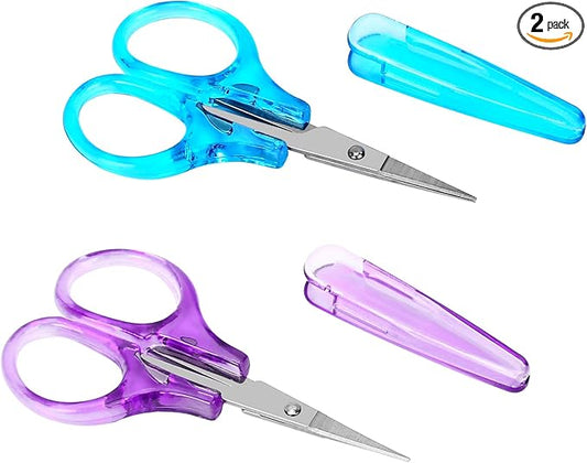 2Pcs Small Scissors All Purpose Craft Scissors Stainless Steel Mini Detail Craft Scissors Precision Straight Fine Tips Design for Paper Cutting,Scrapbooking